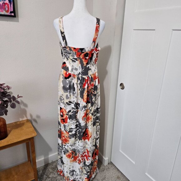 Robbie Bee Orange Gray Floral Sleeveless Maxi Criss Cross Front Medium - Picture 5 of 11